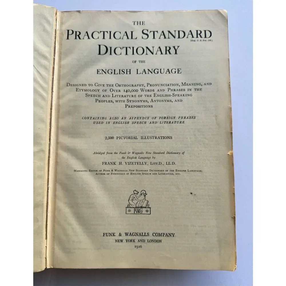1926 Vintage‎ Antique XLTabbed & Illustrated Funk Wagnalls Dictionary Book